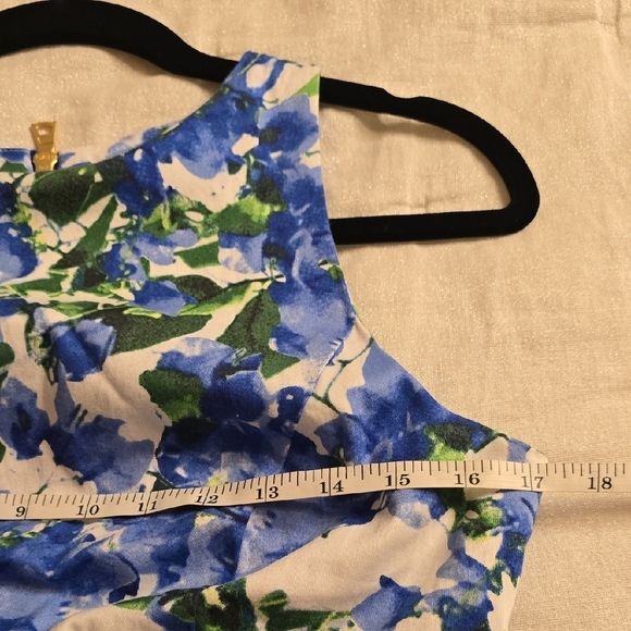 Milly Blue and Green Floral Midi Dress - Picture 8 of 16